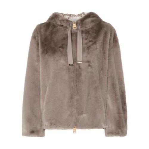 Faux-Fur Dove Grey Coat Herno , Gray , Dames