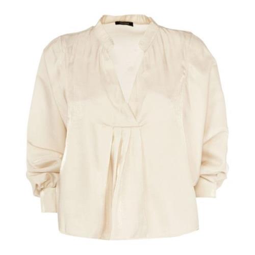 Beige Blouse met Lange Mouwen Zomerstijl Fracomina , Beige , Dames