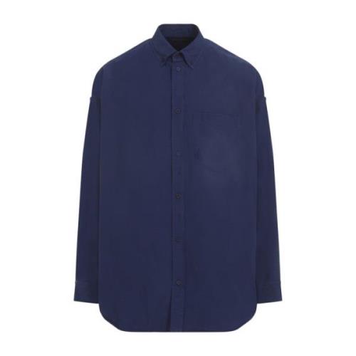 Marine Blue Cocoon Shirt Balenciaga , Blue , Heren