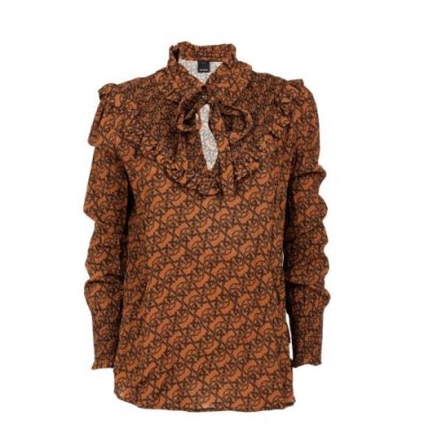 Bruine Blouse Lange Mouw Outlet Prijs Pinko , Brown , Dames