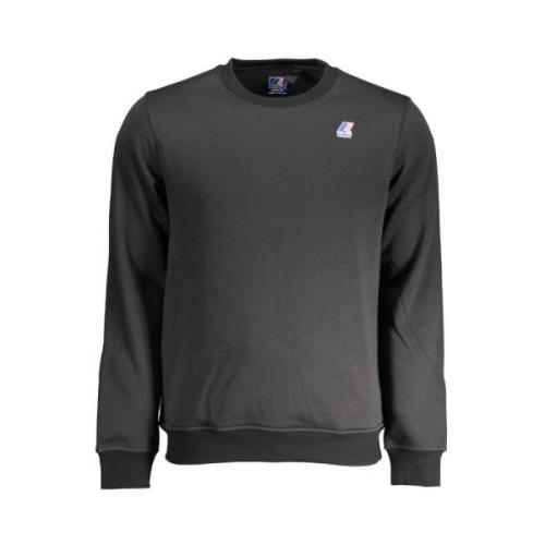 Zwarte Katoenen Sweater Lange Mouw Crew Neck K-Way , Black , Heren