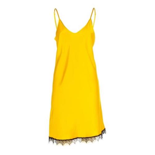 Gele Zomerjurk met Kantinzet Fracomina , Yellow , Dames