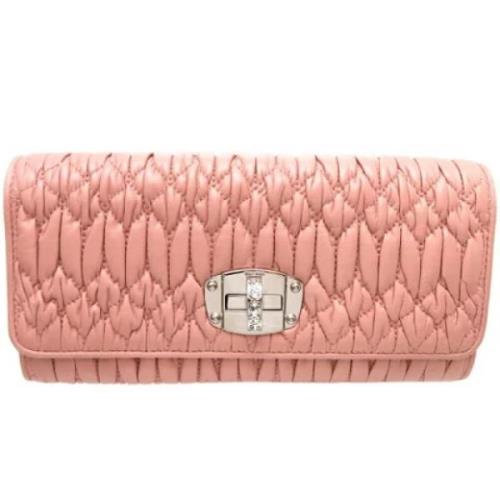 Pre-owned Leather wallets Miu Miu Pre-owned , Pink , Dames