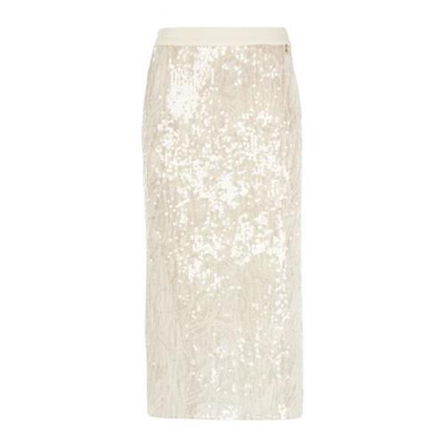 Elegante Witte Pailletten Rok Patrizia Pepe , White , Dames