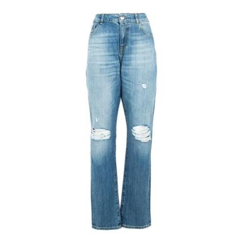 Hoge Taille Gescheurde Jeans Pinko , Blue , Dames