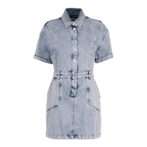 Blauwe Denim Korte Jurk voor Vrouwen Patrizia Pepe , Blue , Dames