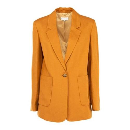 Elegante Lange Blazer Warm Toffee Bruin Patrizia Pepe , Brown , Dames