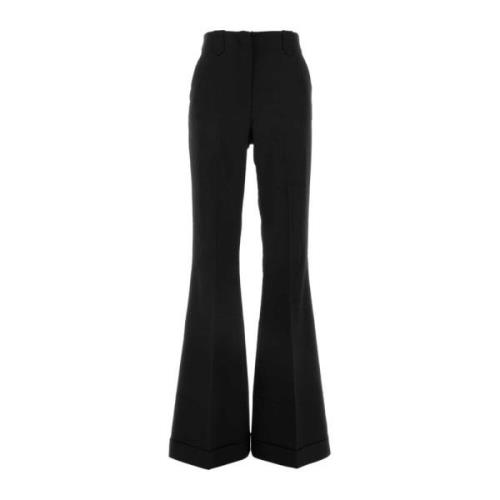 Zwarte Flared-Leg Twill Broek Andamane , Black , Dames