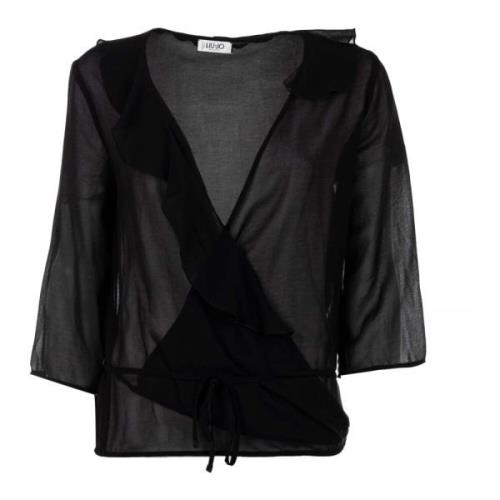 Elegante Zwarte Zomer Kruis Blouse Liu Jo , Black , Dames