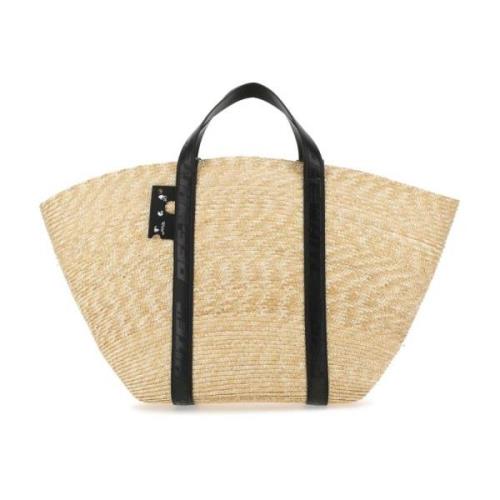 Eco-Vriendelijke Straw Shopping Tas Off White , Beige , Dames