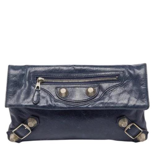 Pre-owned Leather clutches Balenciaga Vintage , Blue , Dames