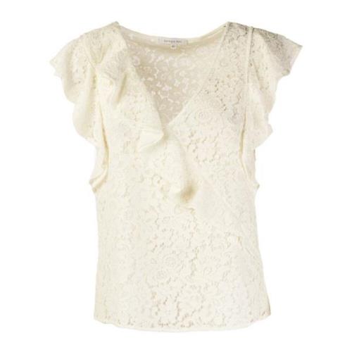 Mouwloze Kant Blouse Zomerstijl Patrizia Pepe , White , Dames