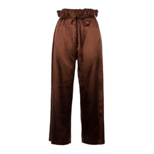 Elegante Zijden Stretchbroek Bruin Pinko , Brown , Dames