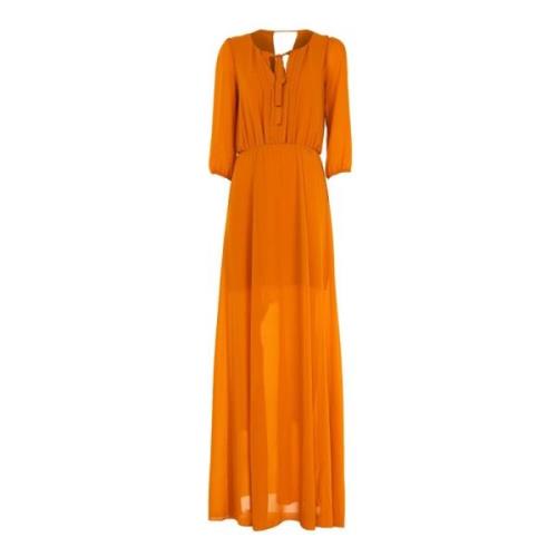 Elegante Lange Jurk voor Vrouwen Patrizia Pepe , Orange , Dames