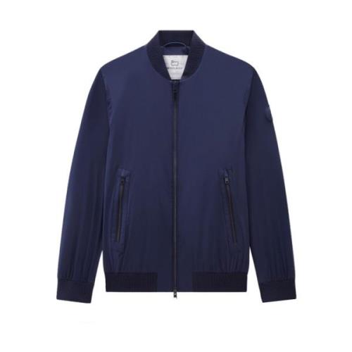 Nylon Bomberjack Matte Afwerking Woolrich , Blue , Heren