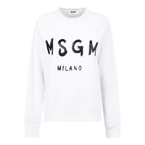 Witte Bedrukte Sweatshirt Damesmode Msgm , White , Dames