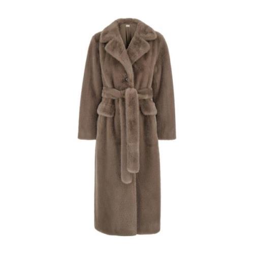 Beige Shearling Jas Brede Revers P.a.r.o.s.h. , Beige , Dames