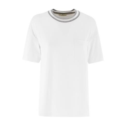 Lurex Crew Neck Zak T-shirt Panicale , White , Dames