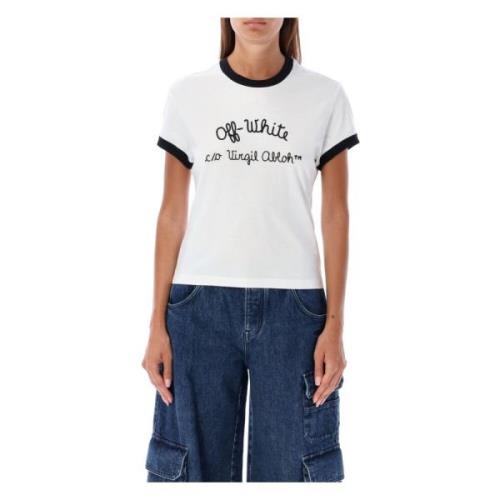 Scripte Tipe T-Shirt Wit Zwart Off White , White , Dames