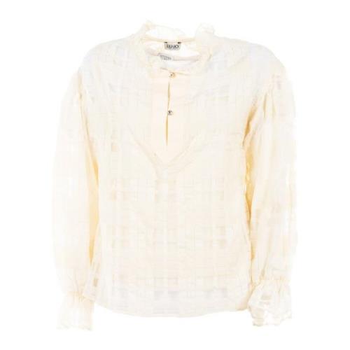 Elegante Witte Blouse Lange Mouw Liu Jo , White , Dames