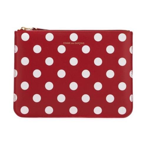 Polka Dot Leren Pouch Tas Comme des Garçons , Red , Dames