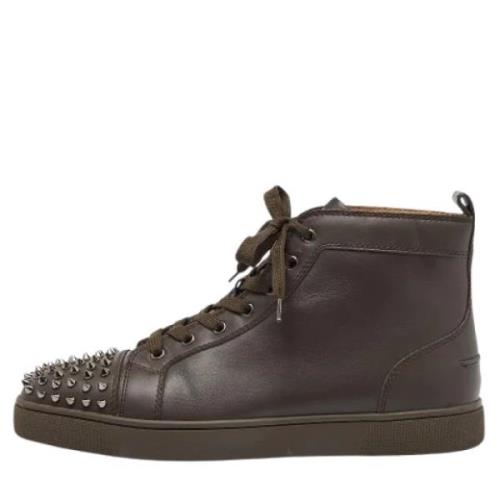 Pre-owned Leather sneakers Christian Louboutin Pre-owned , Brown , Her...