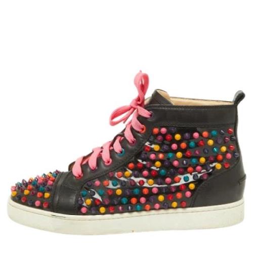 Pre-owned Leather sneakers Christian Louboutin Pre-owned , Black , Her...