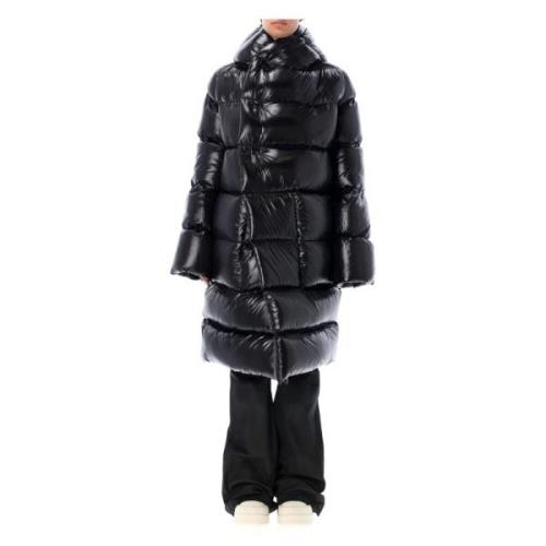 Zwarte gewatteerde jas met capuchon Rick Owens , Black , Dames