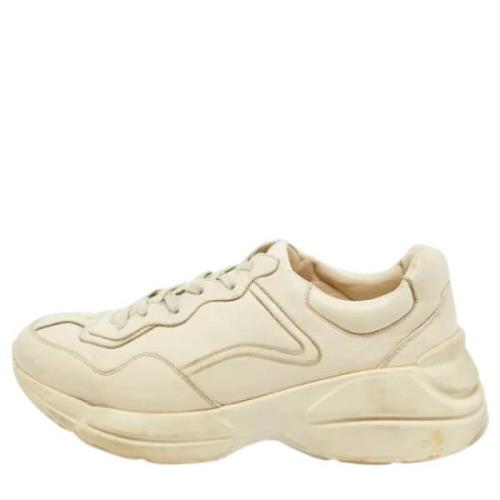 Pre-owned Leather sneakers Gucci Vintage , Beige , Heren