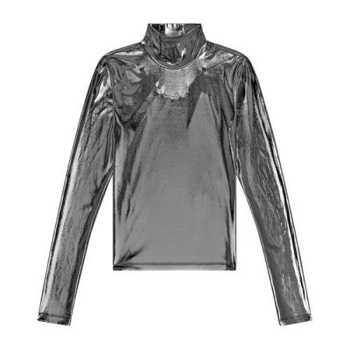 Metallisch Effect Jersey Top Diesel , Gray , Dames