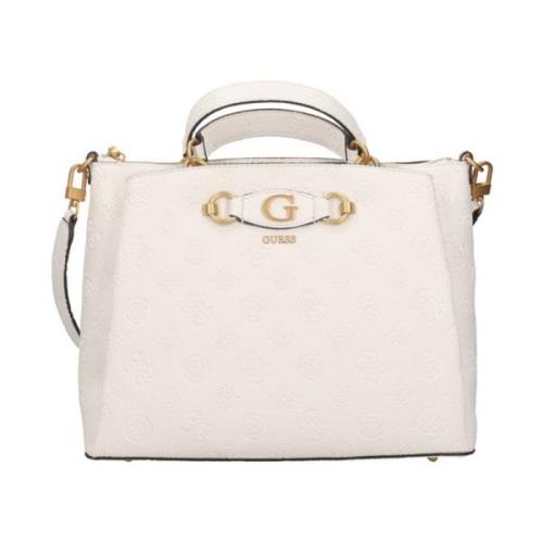 Stijlvolle handtas met logo ritssluiting Guess , White , Dames