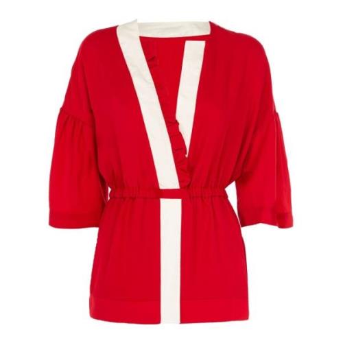 Rode lange mouwen blouse Fracomina , Red , Dames