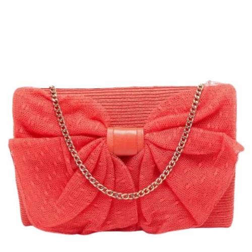 Pre-owned Raffia handbags Valentino Vintage , Orange , Dames