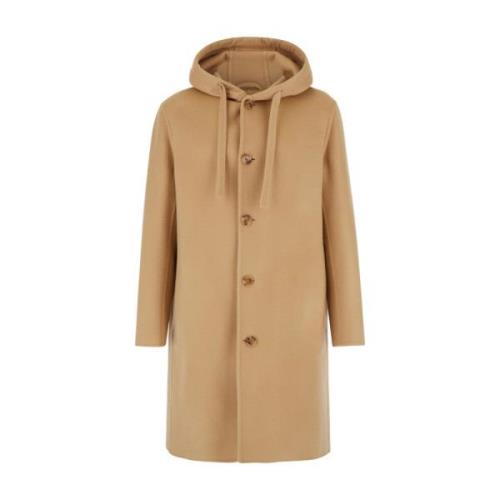 Beige Hooded Jas Wol Regular Fit Lardini , Beige , Heren