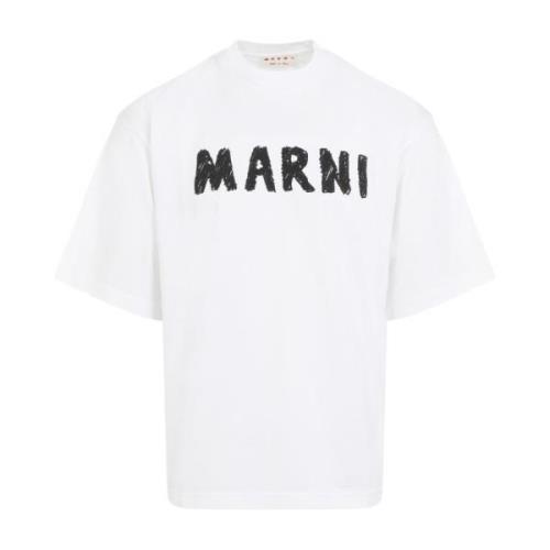 Witte T-shirt Marni , White , Heren