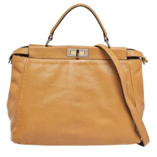 Pre-owned Leather handbags Fendi Vintage , Beige , Dames