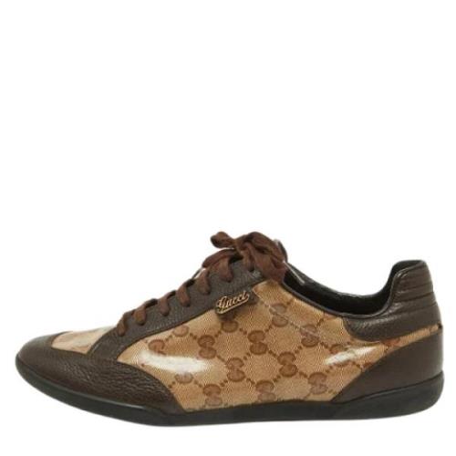 Pre-owned Coated canvas sneakers Gucci Vintage , Beige , Heren