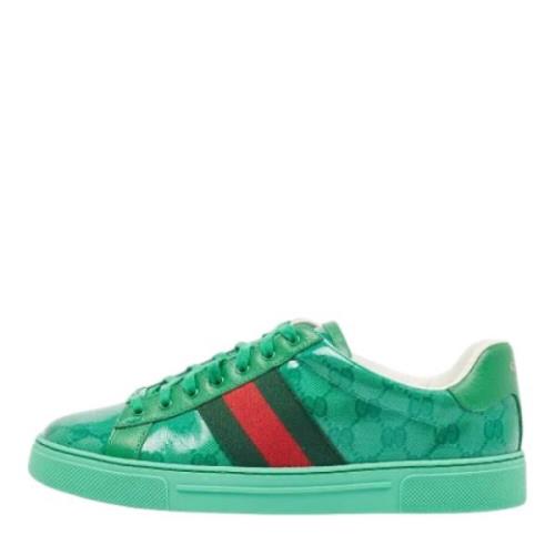 Pre-owned Coated canvas sneakers Gucci Vintage , Green , Heren