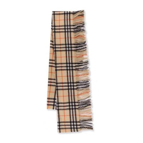 Kasjmier Sjaal met Check Motif Burberry , Beige , Dames