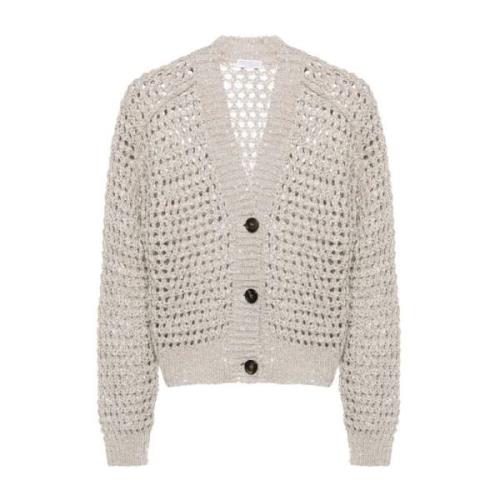 Quarzo Cardigan Sweater Brunello Cucinelli , Beige , Dames