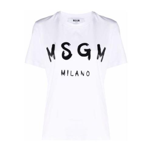 Wit Optisch T-shirt Msgm , White , Dames