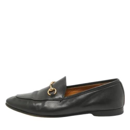 Pre-owned Leather flats Gucci Vintage , Black , Dames