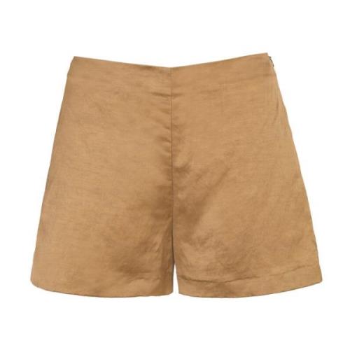 Linnen en viscose shorts in cacao Cortana , Yellow , Dames