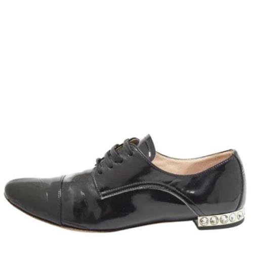 Pre-owned Leather sneakers Miu Miu Pre-owned , Black , Dames