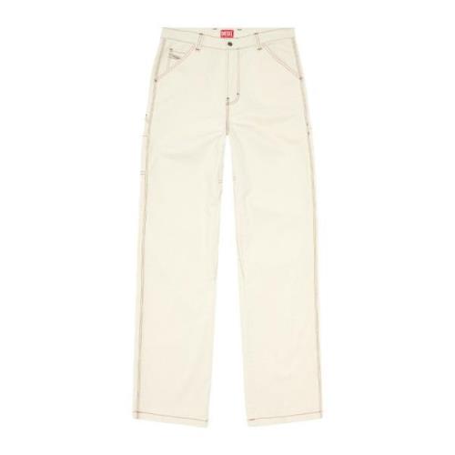 Geborduurde Logo Katoenen Broek Diesel , Beige , Heren