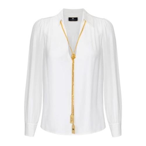 Ivoor Shirt Elegante Stijl Elisabetta Franchi , White , Dames