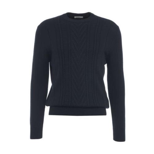 Blauwe Gebreide Trui Aw24 Handwas Paolo Pecora , Blue , Heren