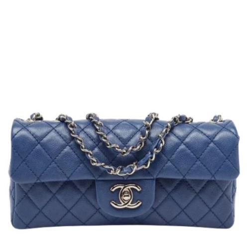 Pre-owned Leather chanel-bags Chanel Vintage , Blue , Dames