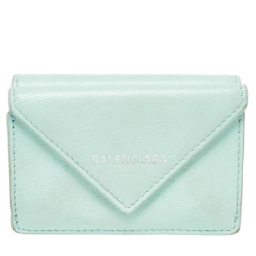 Pre-owned Leather wallets Balenciaga Vintage , Green , Dames