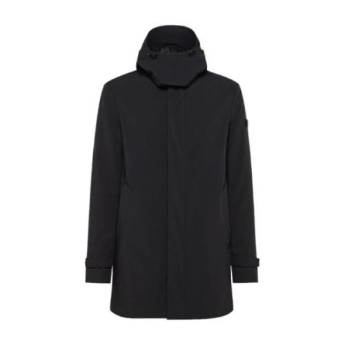 Heren Trenchcoat met Afneembare Capuchon Peuterey , Black , Heren